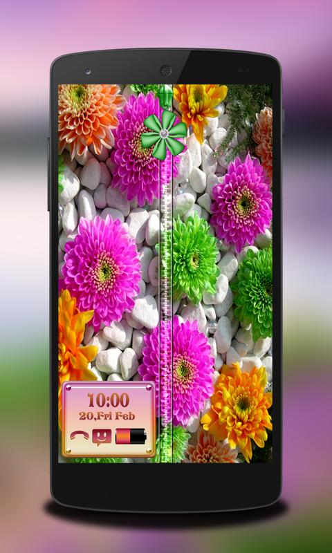 Flowers Stones Zipper Lock