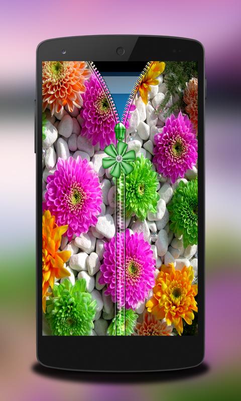 Flowers Stones Zipper Lock