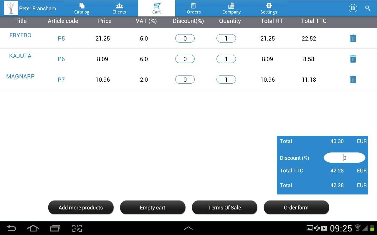 Order Taking CRM for Sales Rep