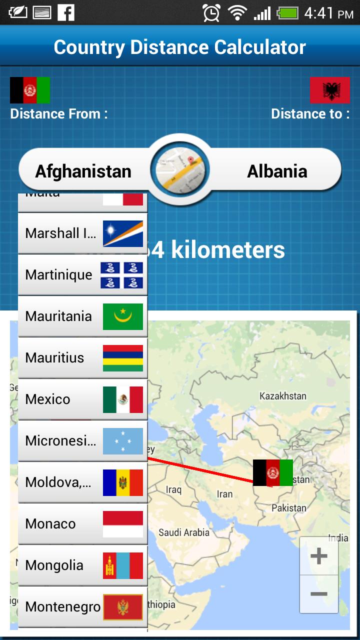Country Distance Calculator