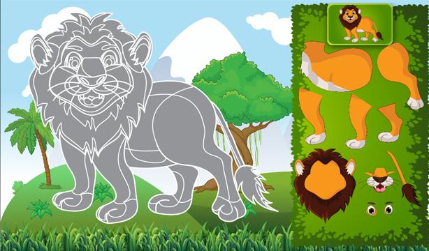 Animated puzzle game animals