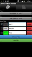 Medics: Duty Roll Generator