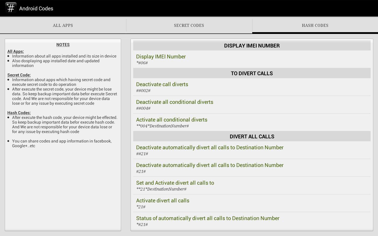 SECRET CODES && HASH CODES