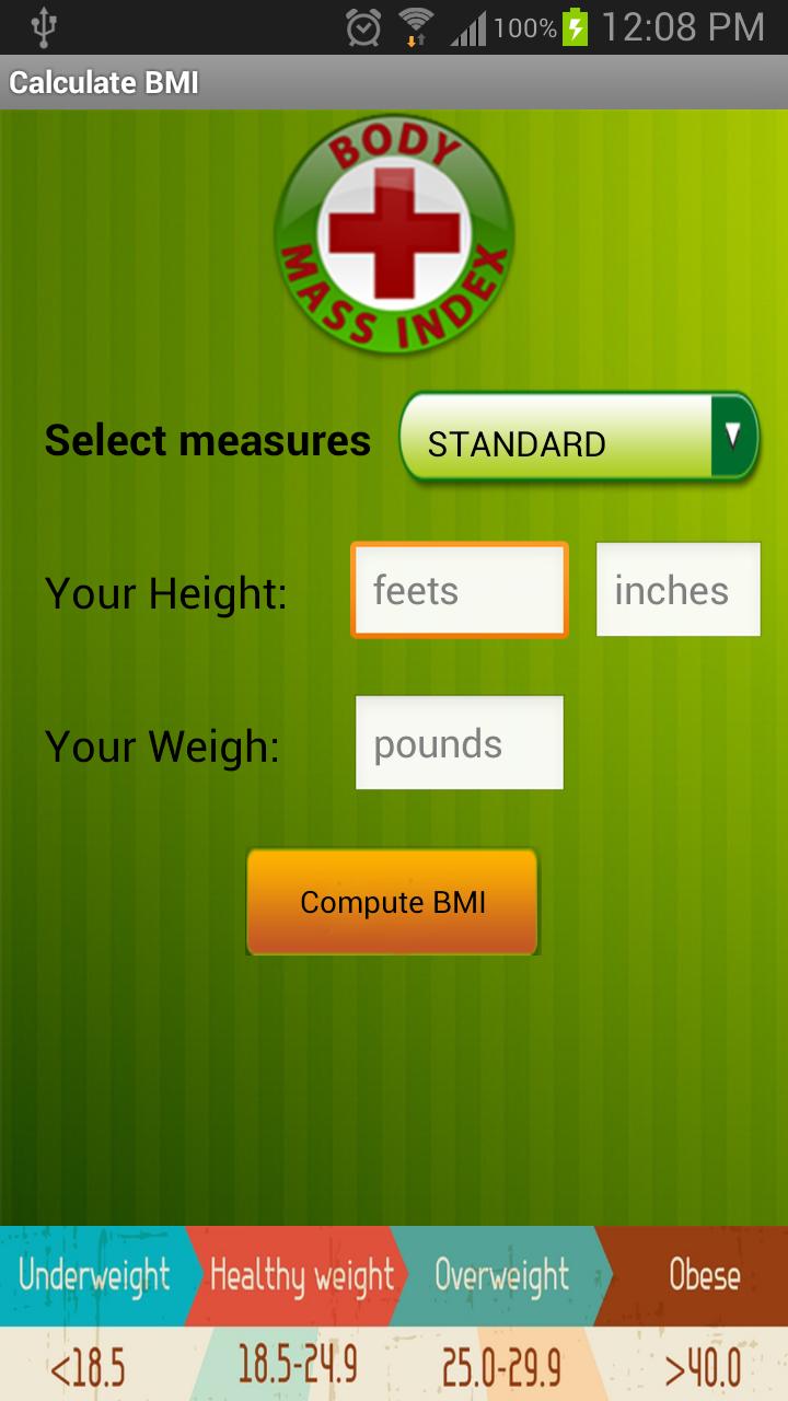 Calculate body mass index(BMI)