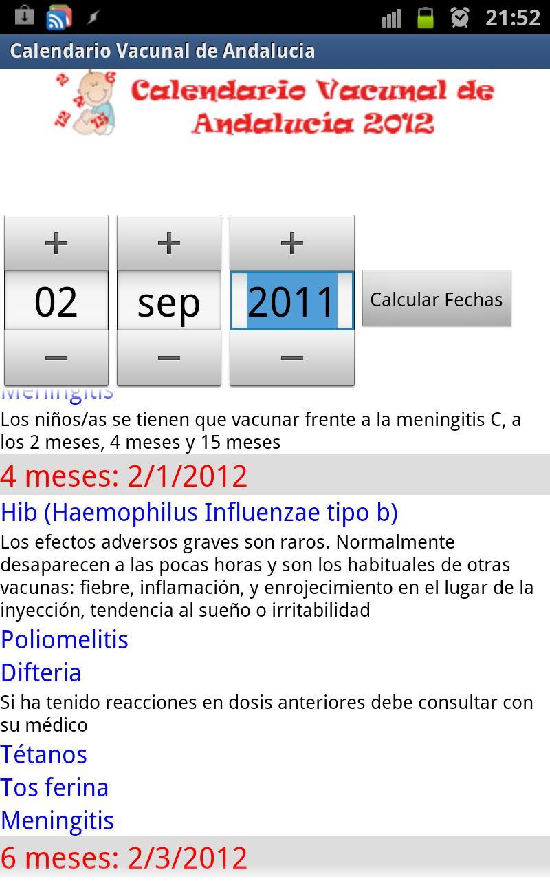 Calendario Vacunal Andalucia