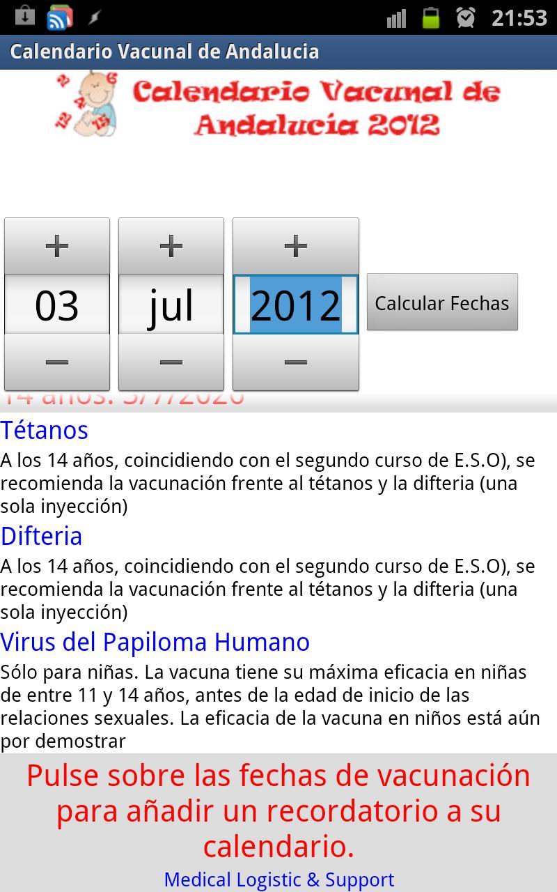 Calendario Vacunal Andalucia