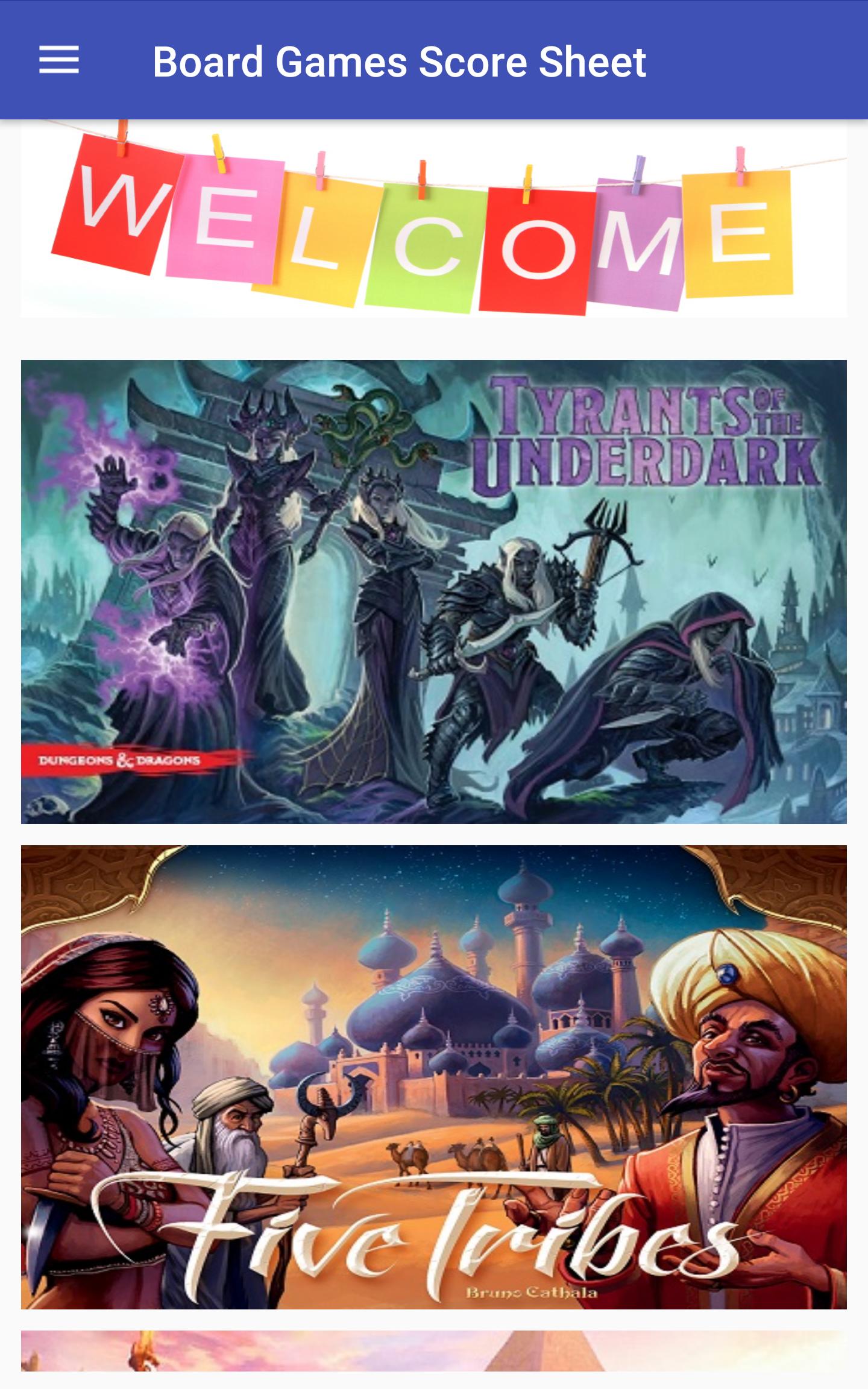 Board Games Score Sheet