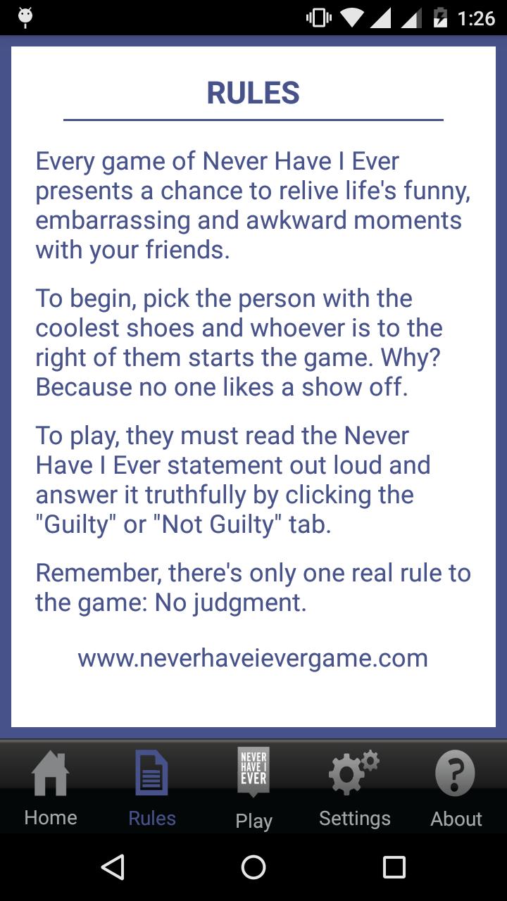 Never Have I Ever Game