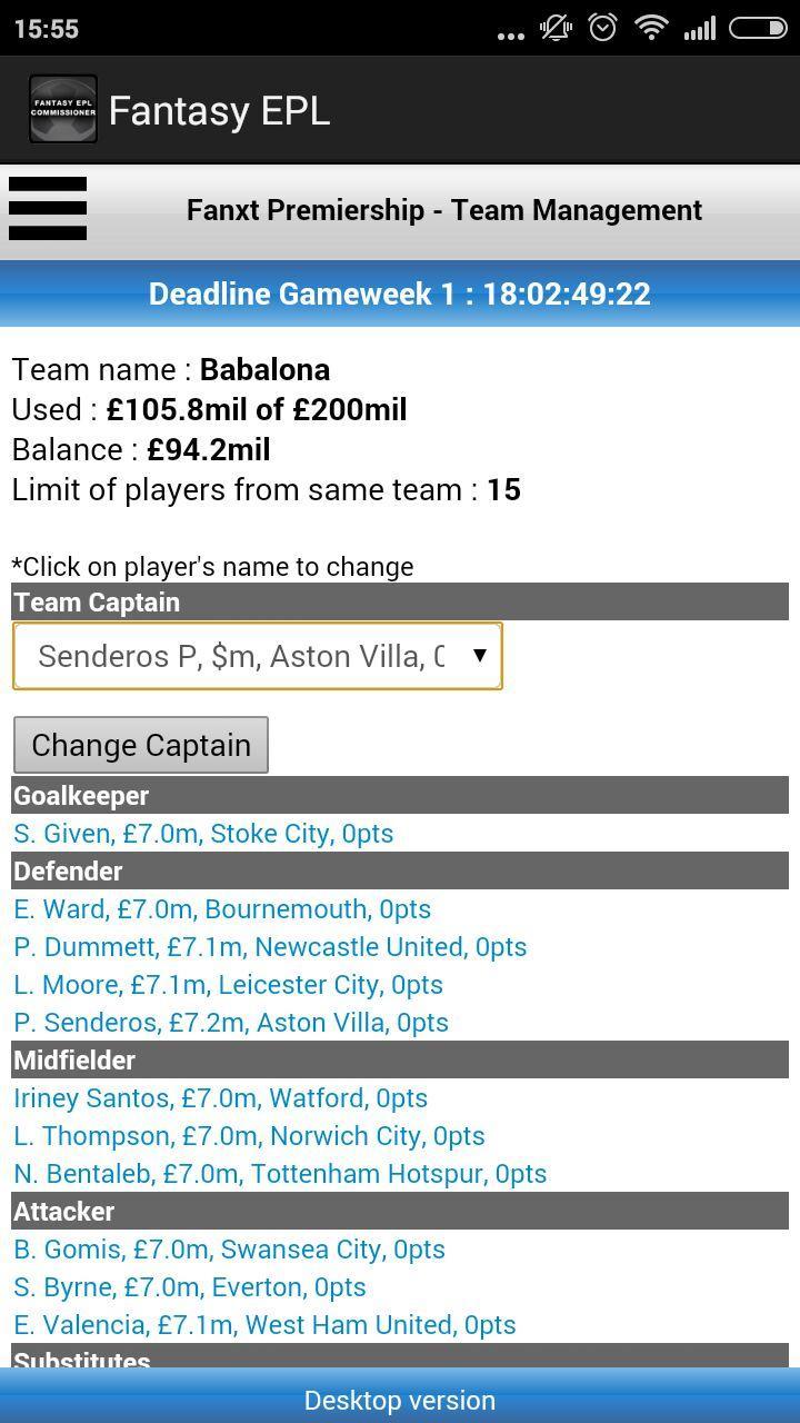 EPL Fantasy Commissioner